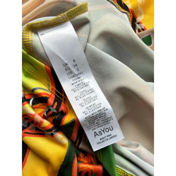 Made in the UK Neon Bodycon Cut Out PLAY Dress UK 6 US 2 - Picture 5 of 6